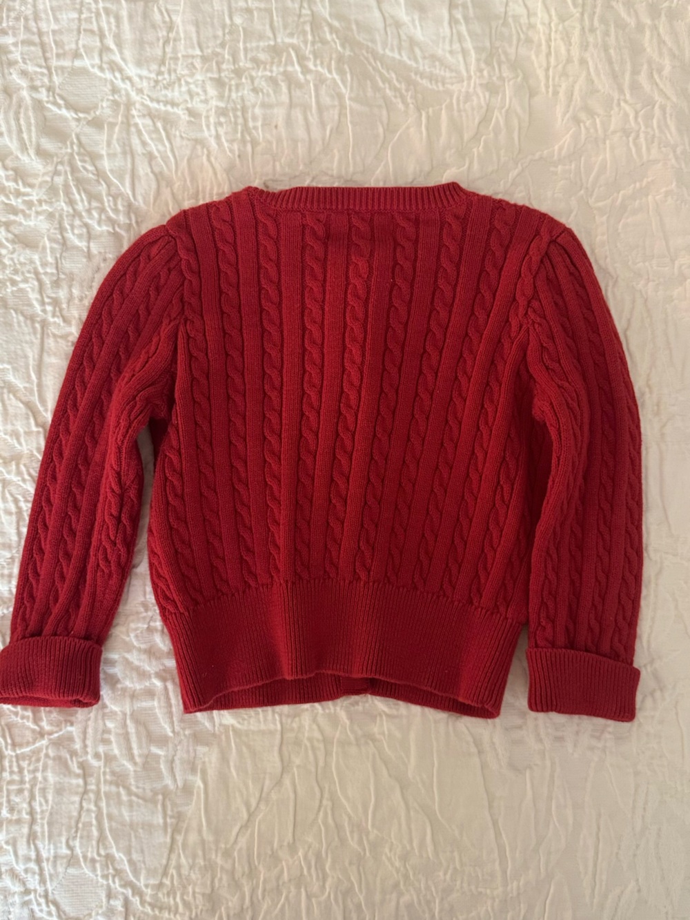 Ralph Lauren Red Cable-Knit Button-Front Cardigan - Picture 4 of 4